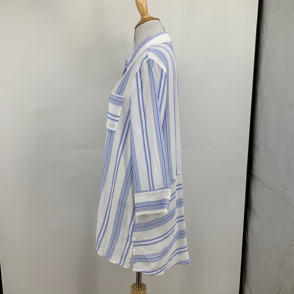 Soft Surroundings Shirt Womens S Small White Blue Ladson Striped Oversized Tunic - Picture 4 of 11